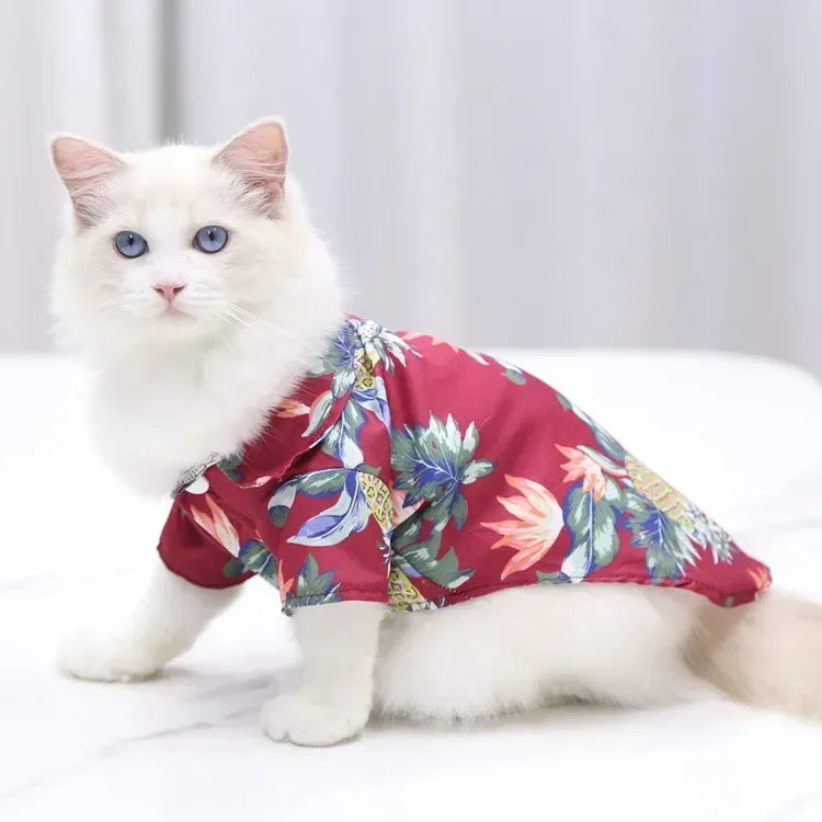 Hawaiian Style Summer Dog Shirt – Beach Vibes Pet Clothing for Small & Medium Dogs