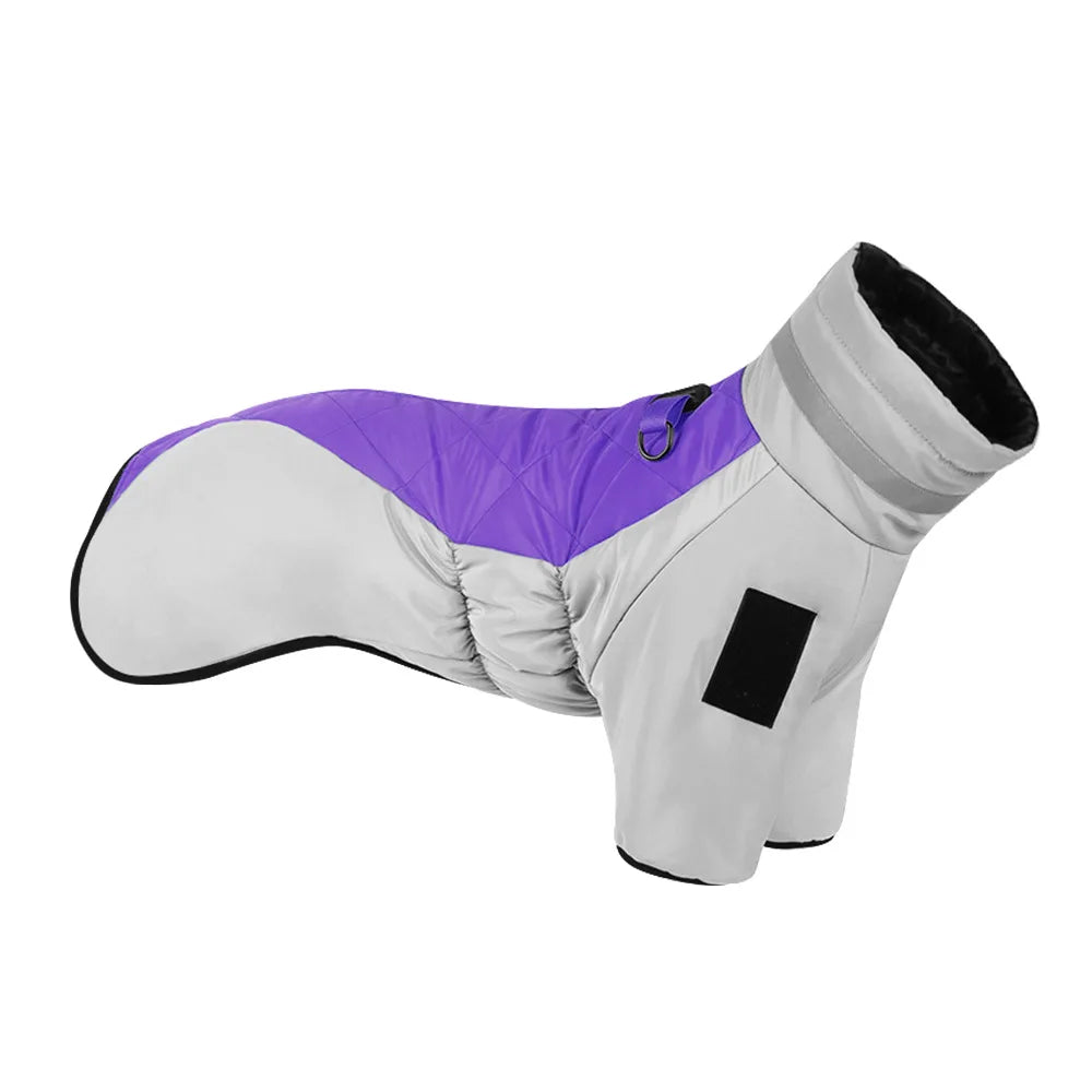 Winter Dog Down Jacket – Waterproof Reflective Coat with High Collar for Medium & Large Dogs