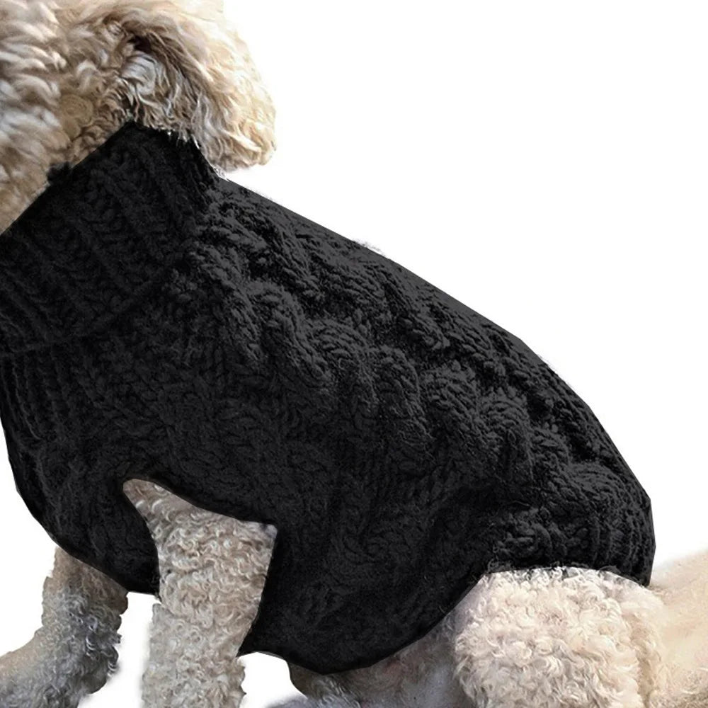 Shortened Title  Knitted Dog Sweater – Autumn/Winter Solid Twist Pattern Warm Pet Clothing