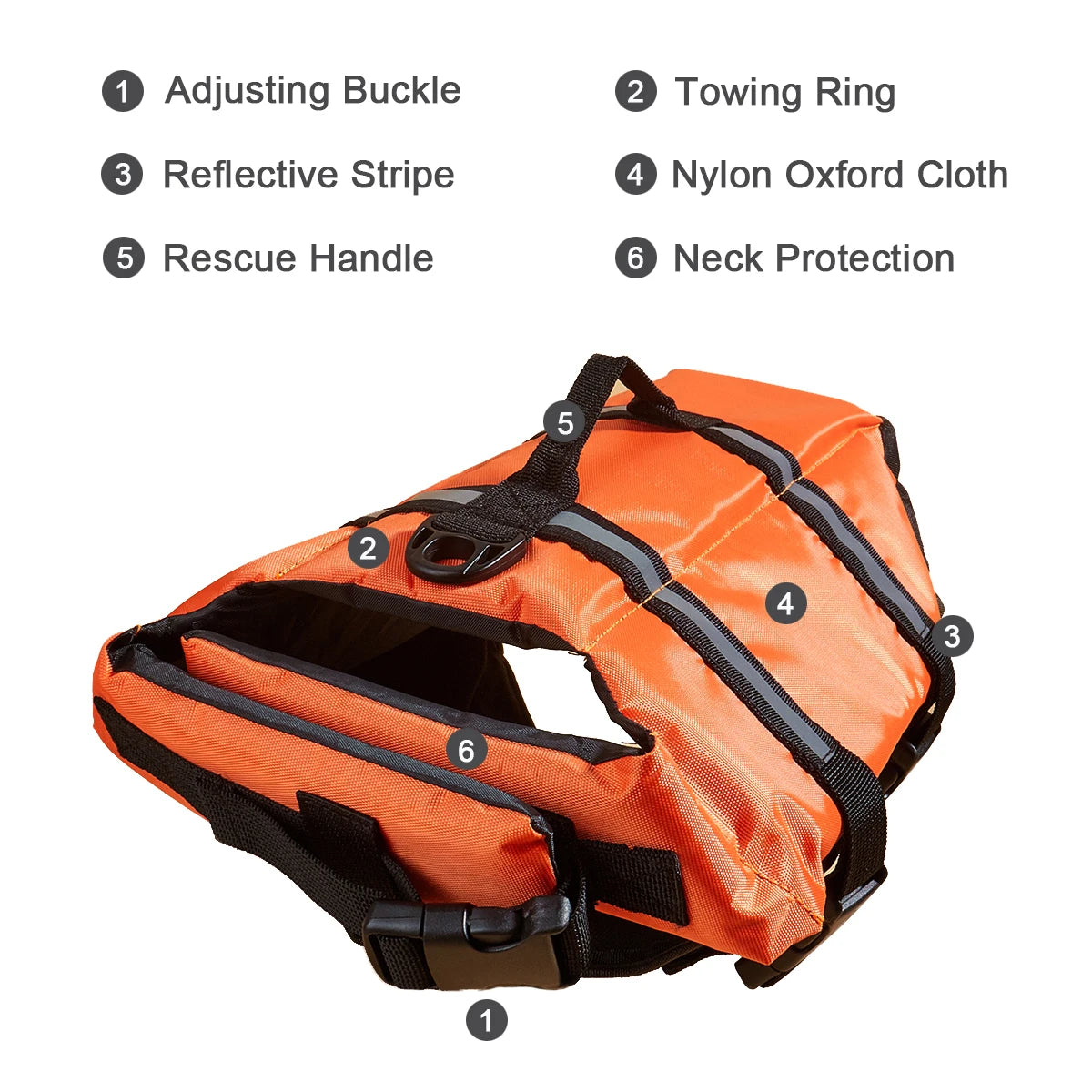 Reflective Dog Life Jacket – Adjustable Safety Swim Vest with Enhanced Buoyancy for Medium & Large Dogs