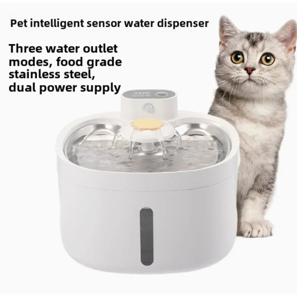Wireless Cat Water Fountain with Auto Filter & Sensor – Quiet Dog & Cat Drinking Dispenser