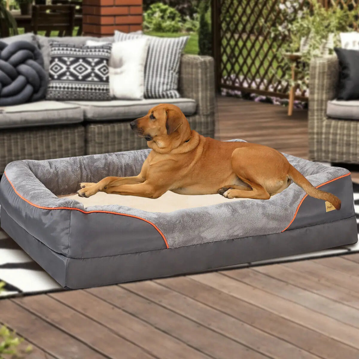 Orthopedic Dog Bed – Super Soft Foam Pet Sleeping Mat with Cotton-Padded Bolster & Removable Washable Cover (Sizes L–3XL)