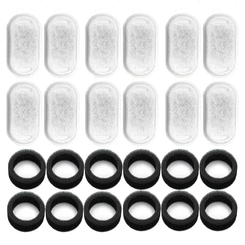 Replacement Filters for Stainless Steel Cat Water Fountain – Activated Carbon & Sponge Filter Elements