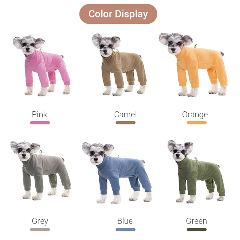 Winter Dog Pajamas – Soft Velvet Warm Jumpsuit for Small Dogs with High Neck