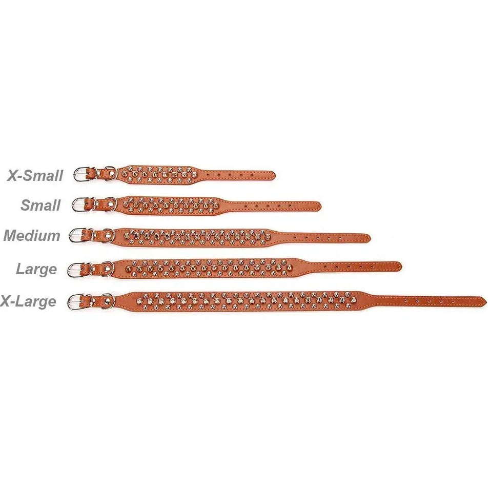 Adjustable PU Leather Spiked Dog Collar – Punk Style Rivet Neck Strap for Small Dogs & Cats
