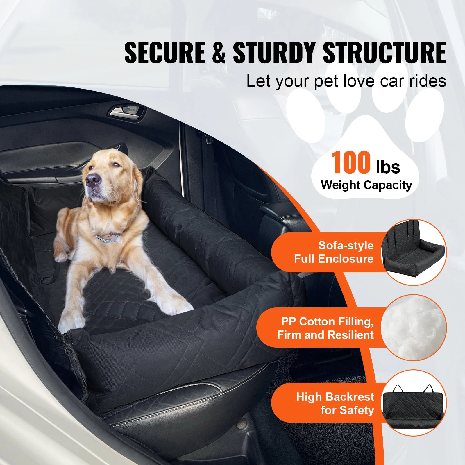 SucceBuy Dog Car Seat – Waterproof Booster Seat & Travel Bed for Medium & Large Dogs