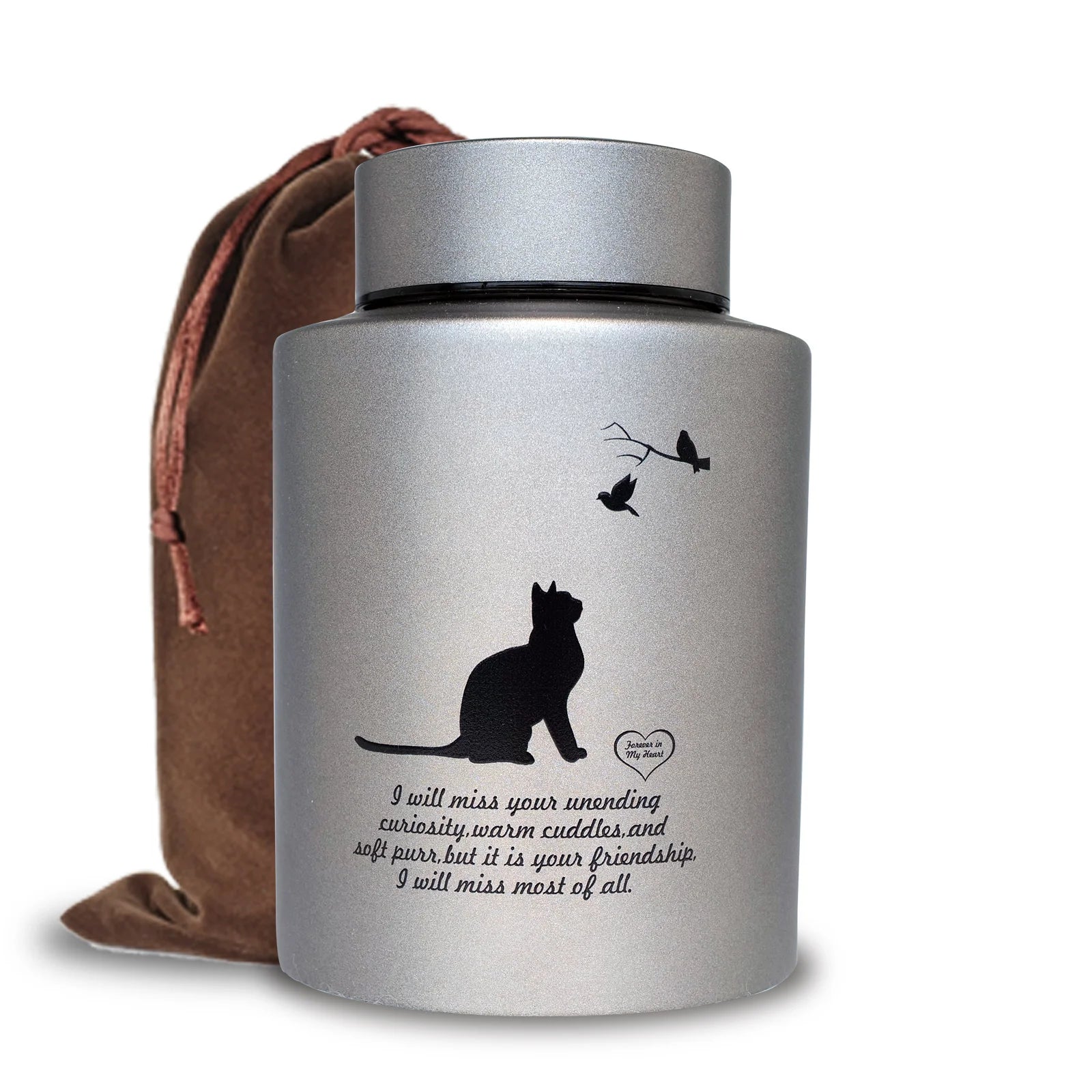 Medium Pet Cremation Urn – Gray Keepsake Urn for Cat Ashes, Holds Pets Up to 60 lbs