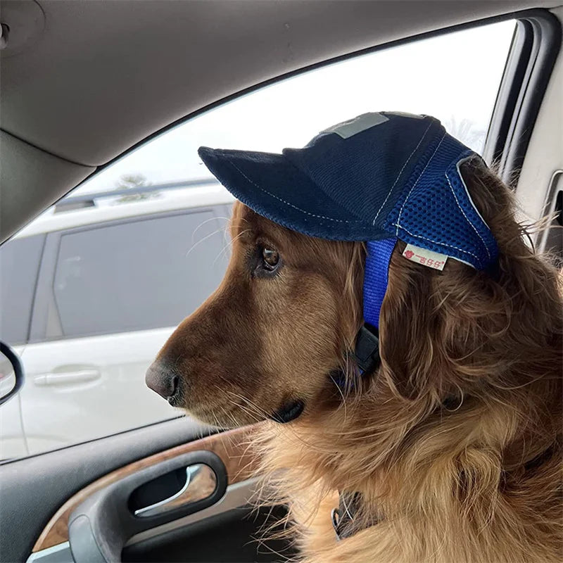 Dog Baseball Cap – Adjustable Outdoor Sunscreen Hat with Ear Holes for Small, Medium & Large Dogs