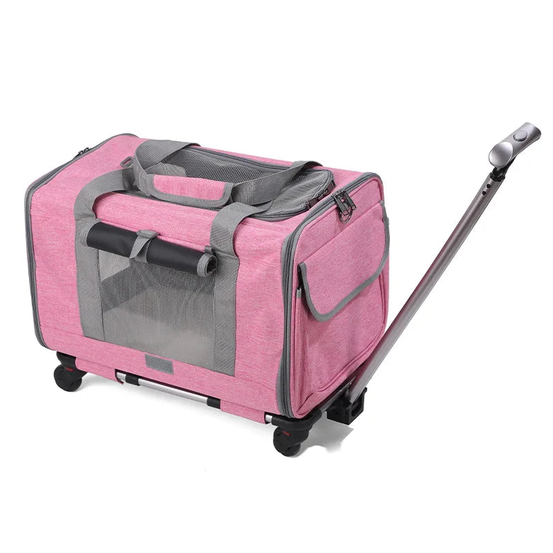 Rolling Pet Carrier – Airline Approved Travel Bag with Wheels for Dogs & Cats