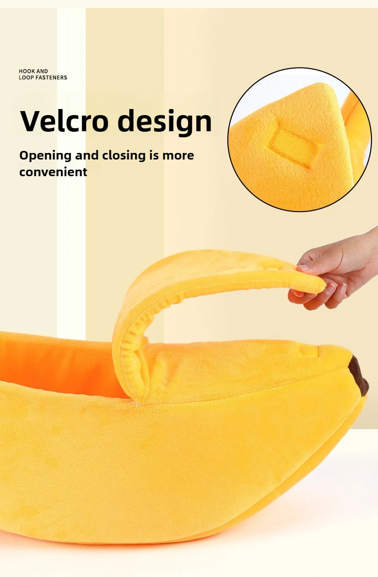 Banana cat bed super soft house lovely banana boat semi-closed warm pet bed cat accessories dog bed banana cushions with a lid