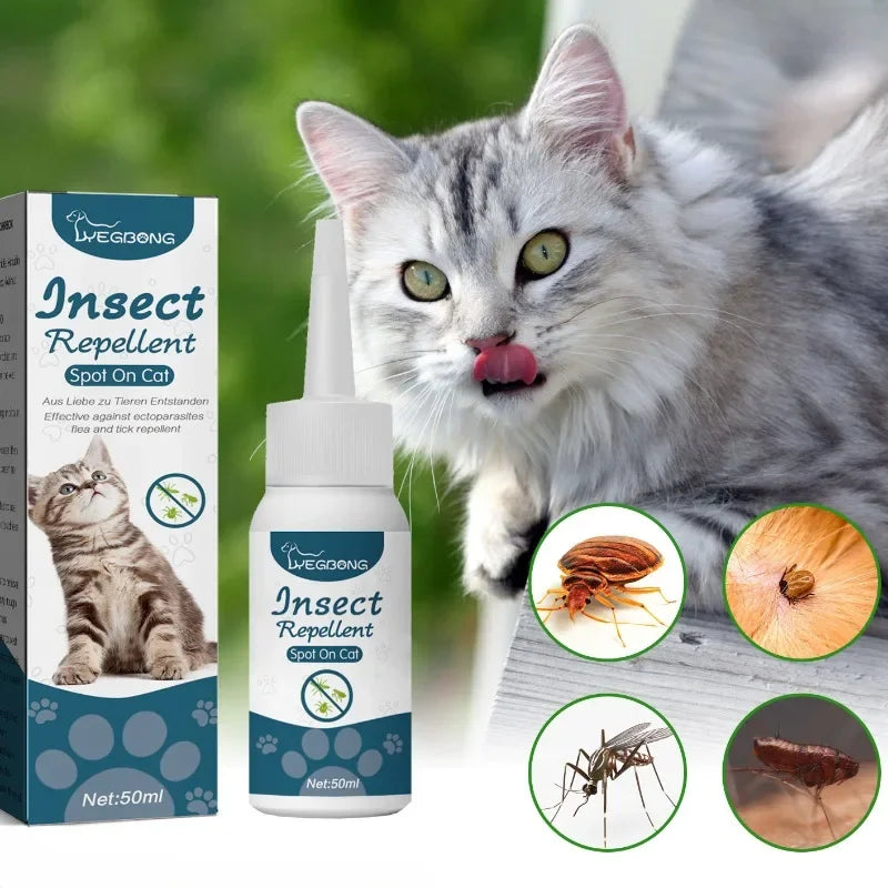 50ml Pet Anti-Flea and Tick Agent – External Deworming Solution for Cats and Dogs