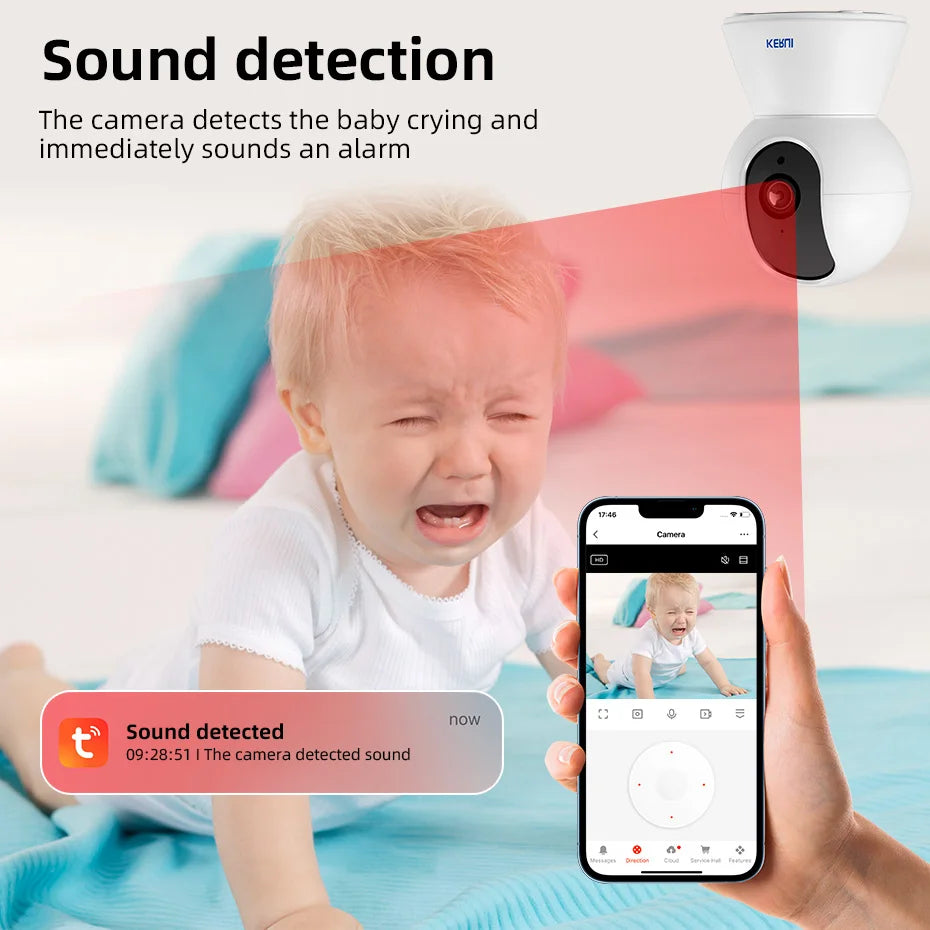 KERUI 5MP Mini Indoor WiFi Camera – Smart IP CCTV with Auto Tracking & Tuya App Support