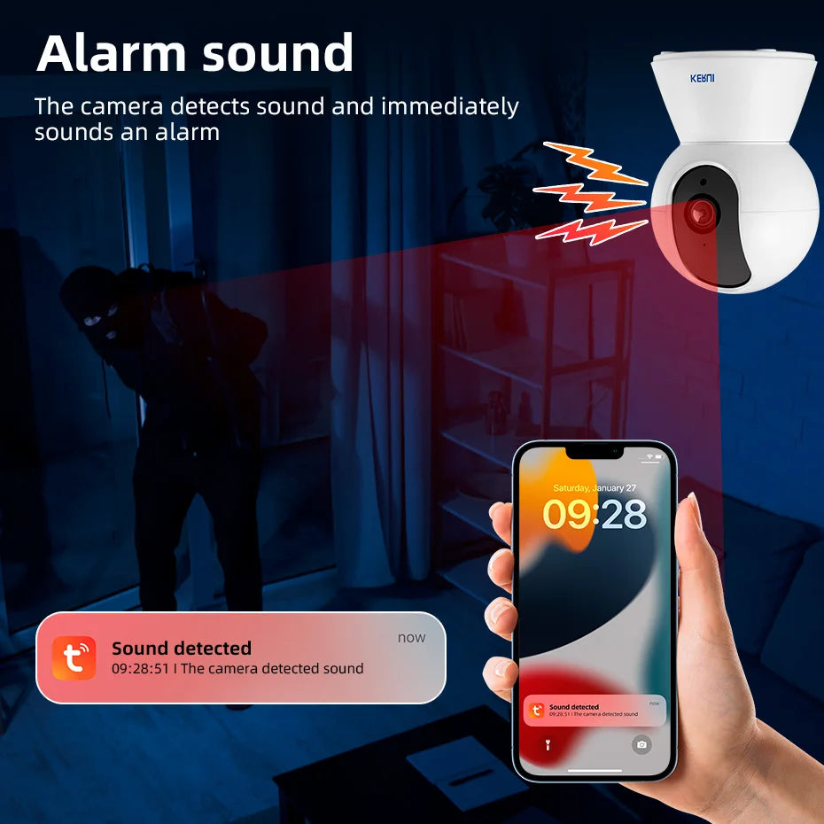 KERUI 5MP Mini Indoor WiFi Camera – Smart IP CCTV with Auto Tracking & Tuya App Support