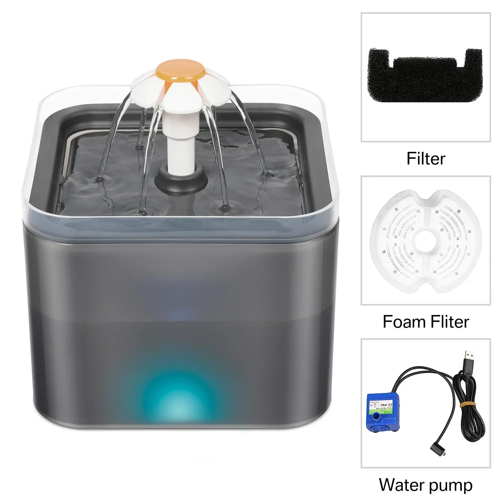 2L Cat Water Fountain – Ultra-Silent Pet Water Dispenser with LED Light