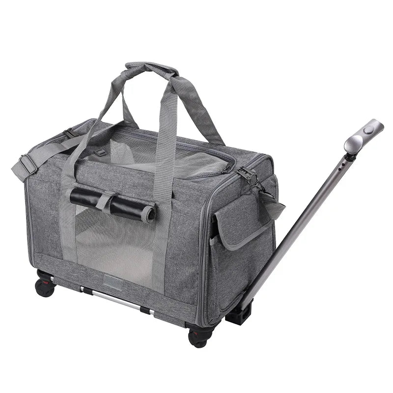 Rolling Pet Carrier – Airline Approved Travel Bag with Wheels for Dogs & Cats