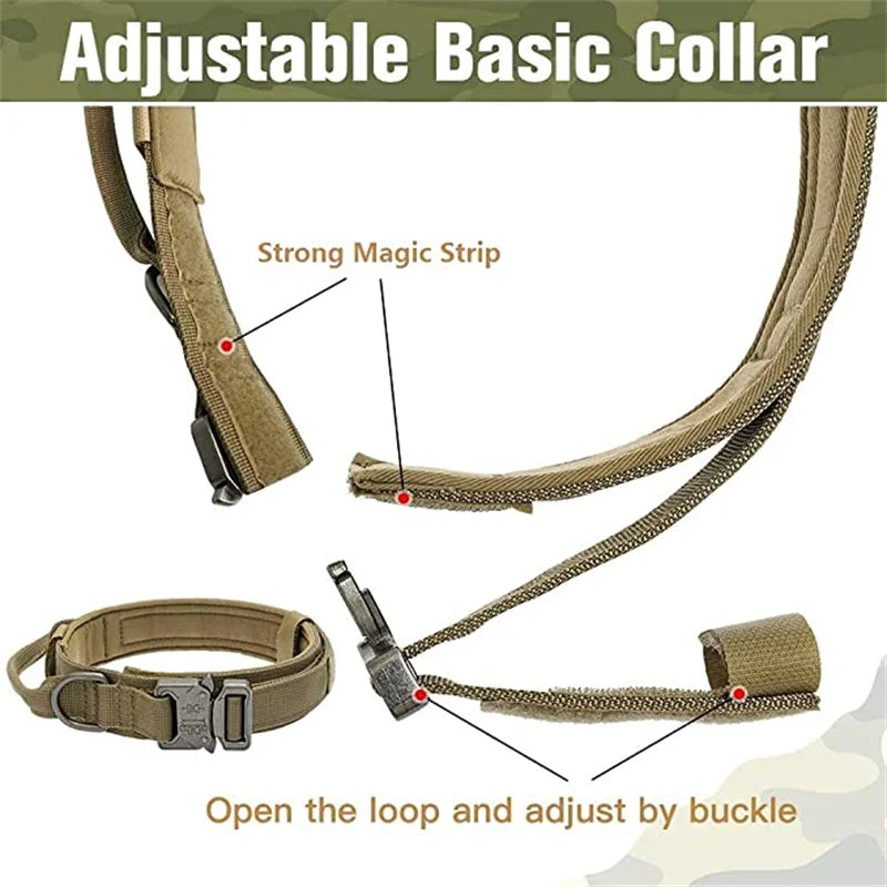 Tactical Dog Collar & Leash Set – Adjustable Military Training Gear for Medium & Large Dogs