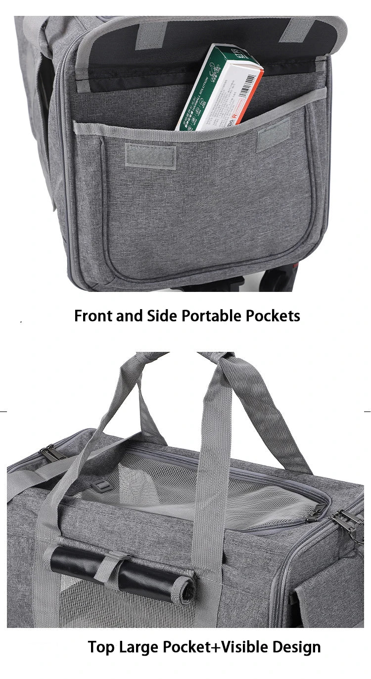 Rolling Pet Carrier – Airline Approved Travel Bag with Wheels for Dogs & Cats