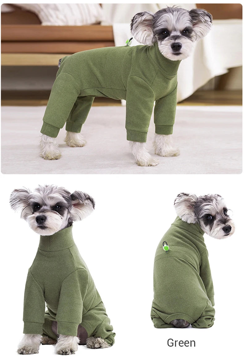 Winter Dog Pajamas – Soft Velvet Warm Jumpsuit for Small Dogs with High Neck
