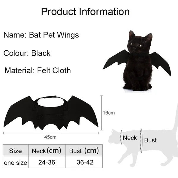 Halloween Bat Wings Costume – Funny Pet Harness Outfit for Dogs & Cats