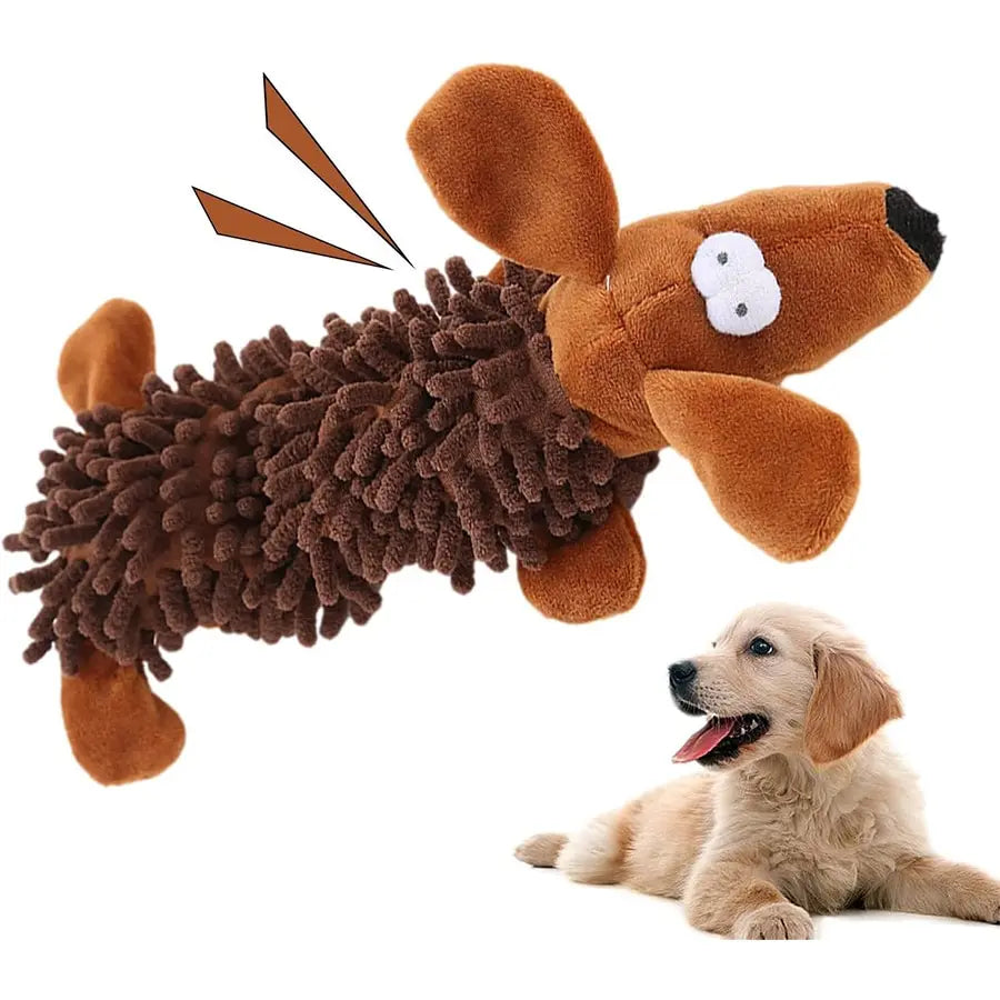 Plush Dog Toy with Squeaker – Soft Chew Toy for Interactive Play