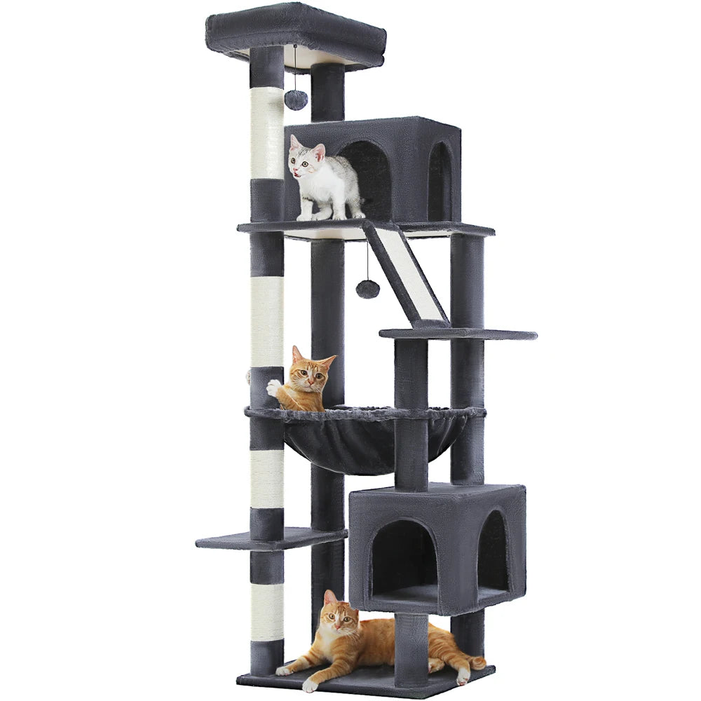 180cm Large Cat Tree Tower – Multi-Level Cat Condo with Hammock, Spacious Perch & Sisal Scratching Posts