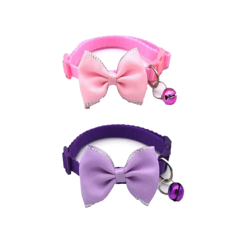 Cute Cat Collar with Bow & Bell – Adjustable Pet Collar Set (1–8 PCS, Multicolor)