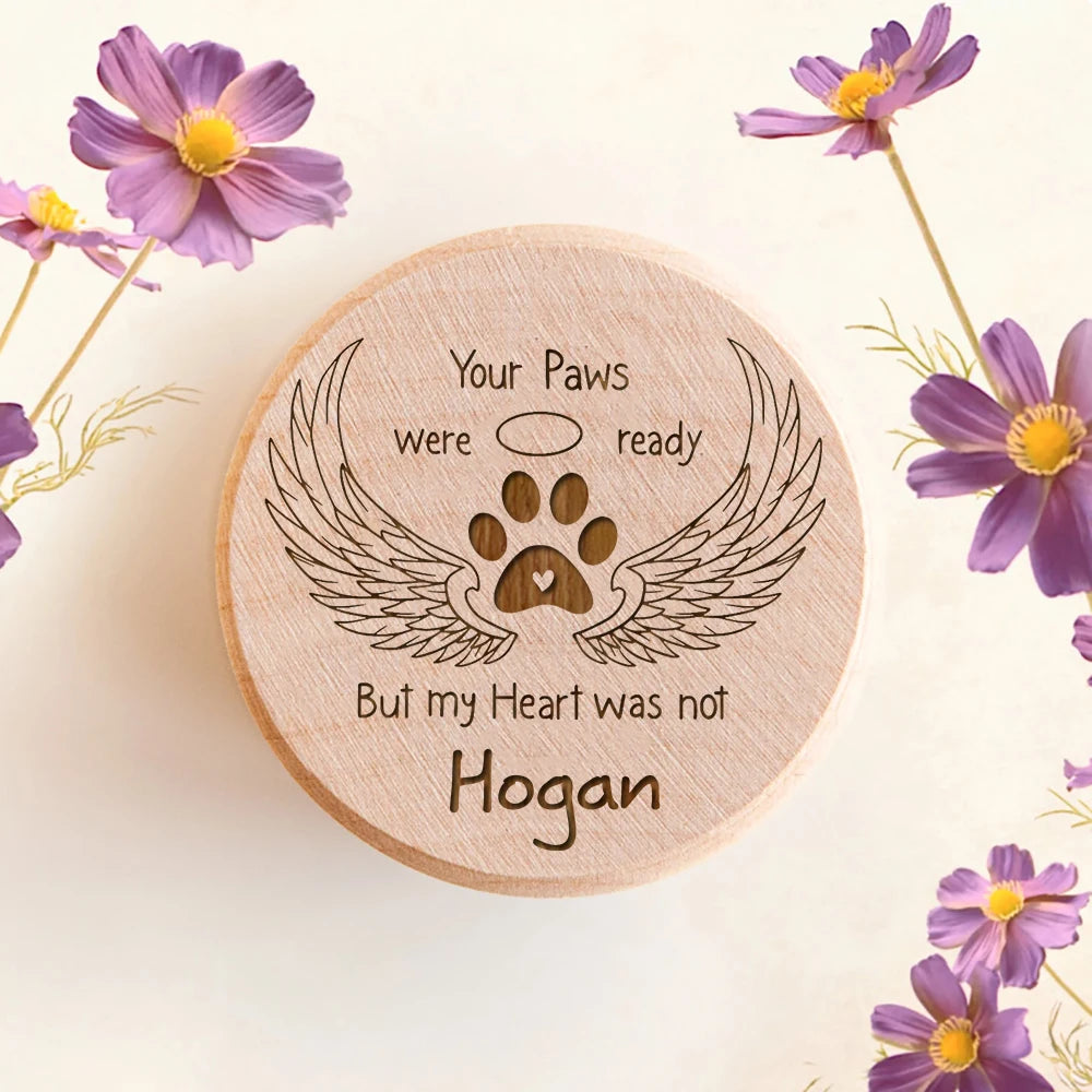 Custom Wooden Pet Memorial Urn – Personalized Hair & Tooth Keepsake Box for Cats & Dogs