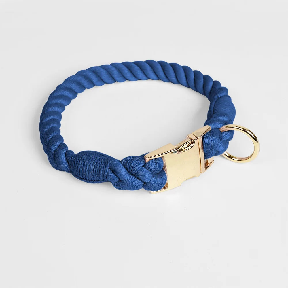 Hand-Woven Cotton Rope Dog Collar & Leash Set – Medium & Large Dogs