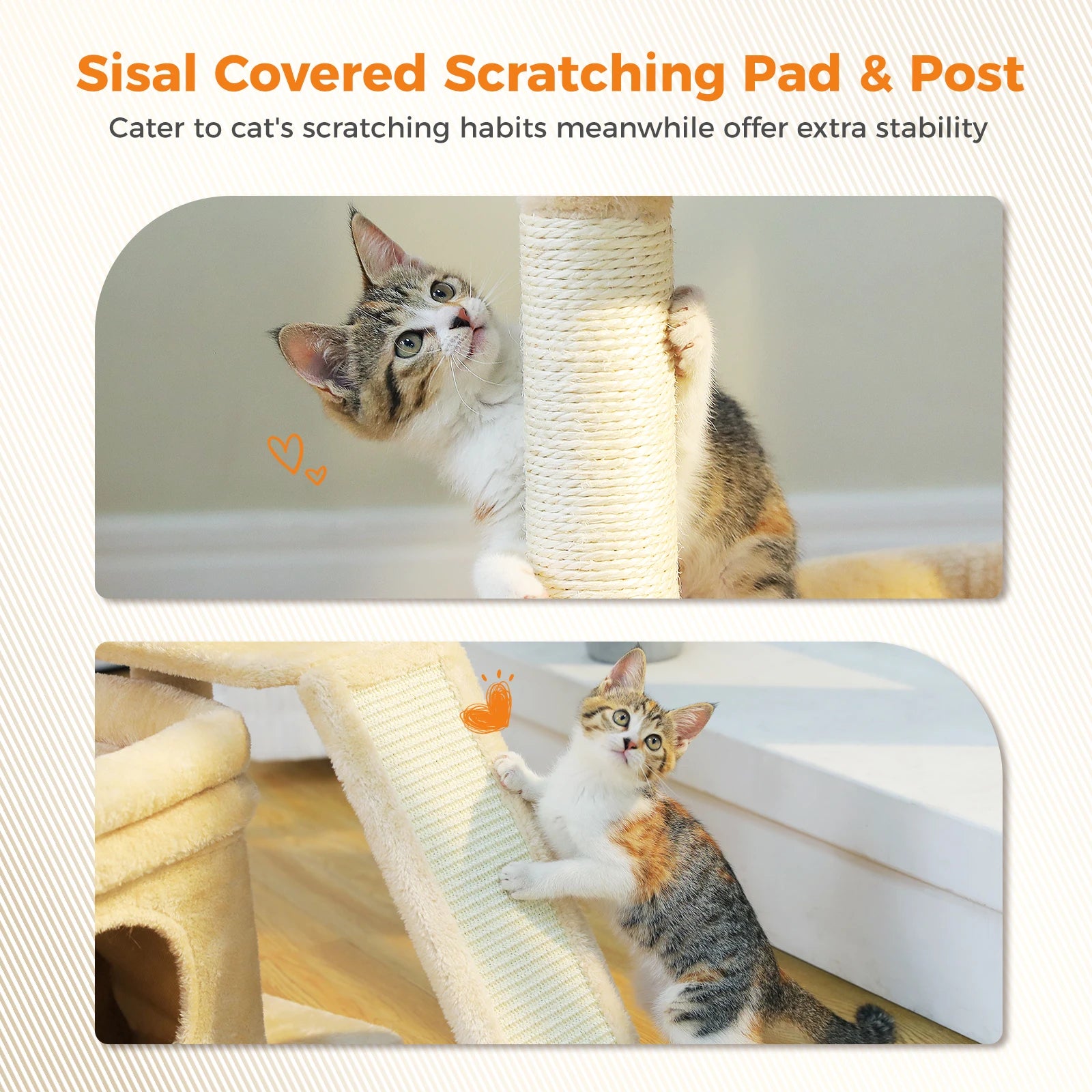 Small Cat Tree – Indoor Cat Tower with Condo, Sisal Scratcher & Toys