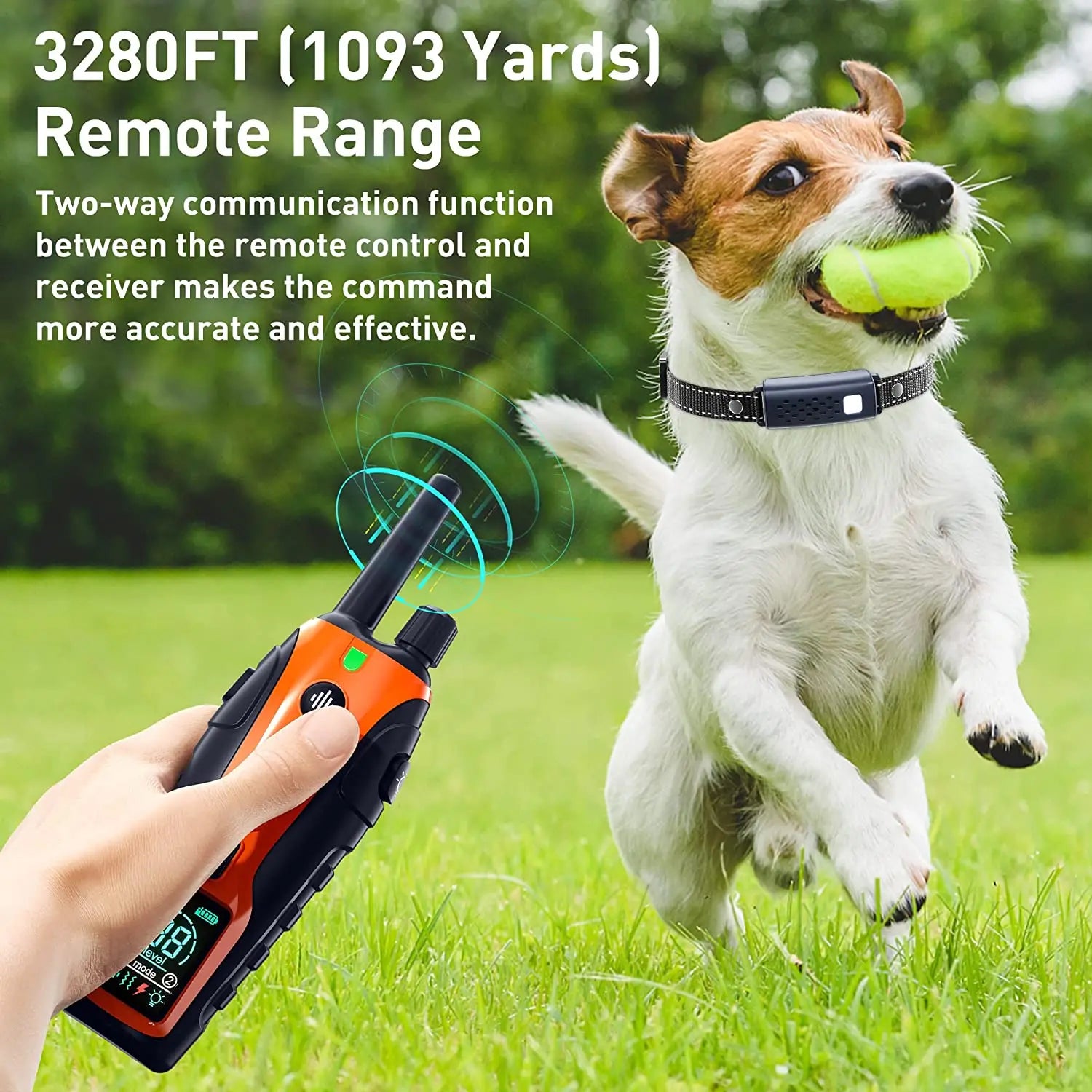 3280FT Dog Training Collar – Long Range Rechargeable Shock Collar with Beep, Vibration, Shock & Flashlight