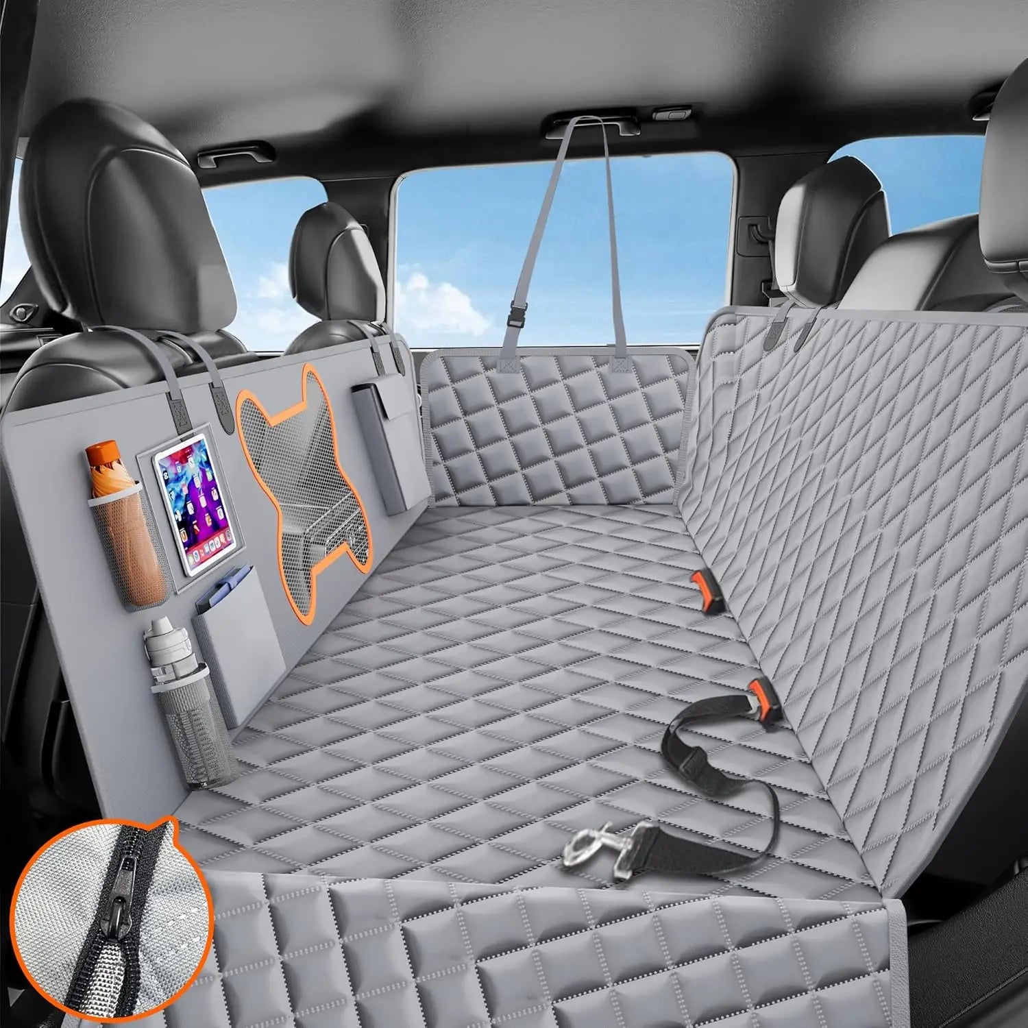 Dog Seat Cover for Car Back Seat – Zipper Design with Mesh Window | Waterproof Pet Seat Protector for Cars, SUVs & Trucks