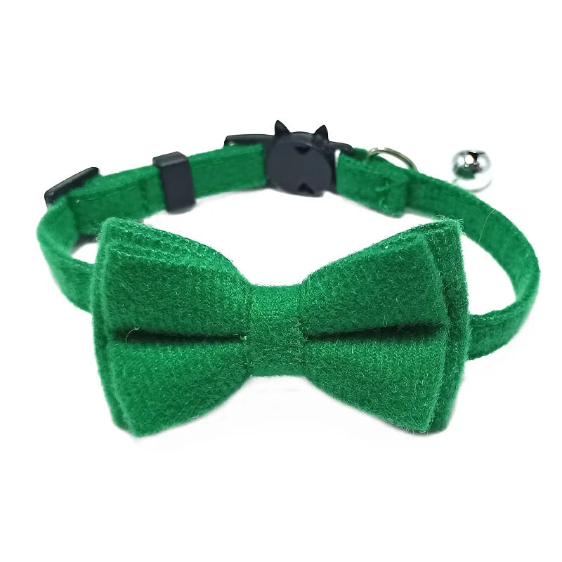 Plaid Breakaway Cat Collar with Bow Tie & Bell – Adjustable Holiday Pet Collar for Cats & Small Dogs