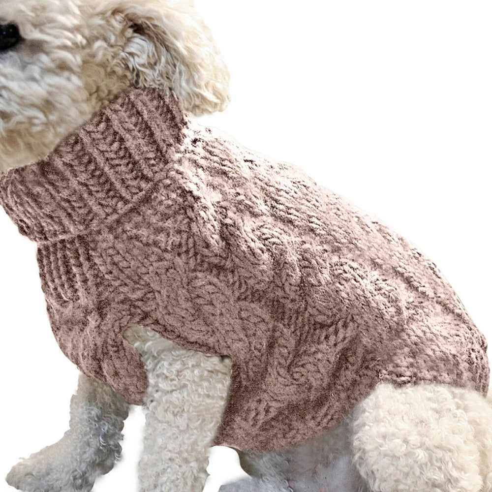 Shortened Title  Knitted Dog Sweater – Autumn/Winter Solid Twist Pattern Warm Pet Clothing