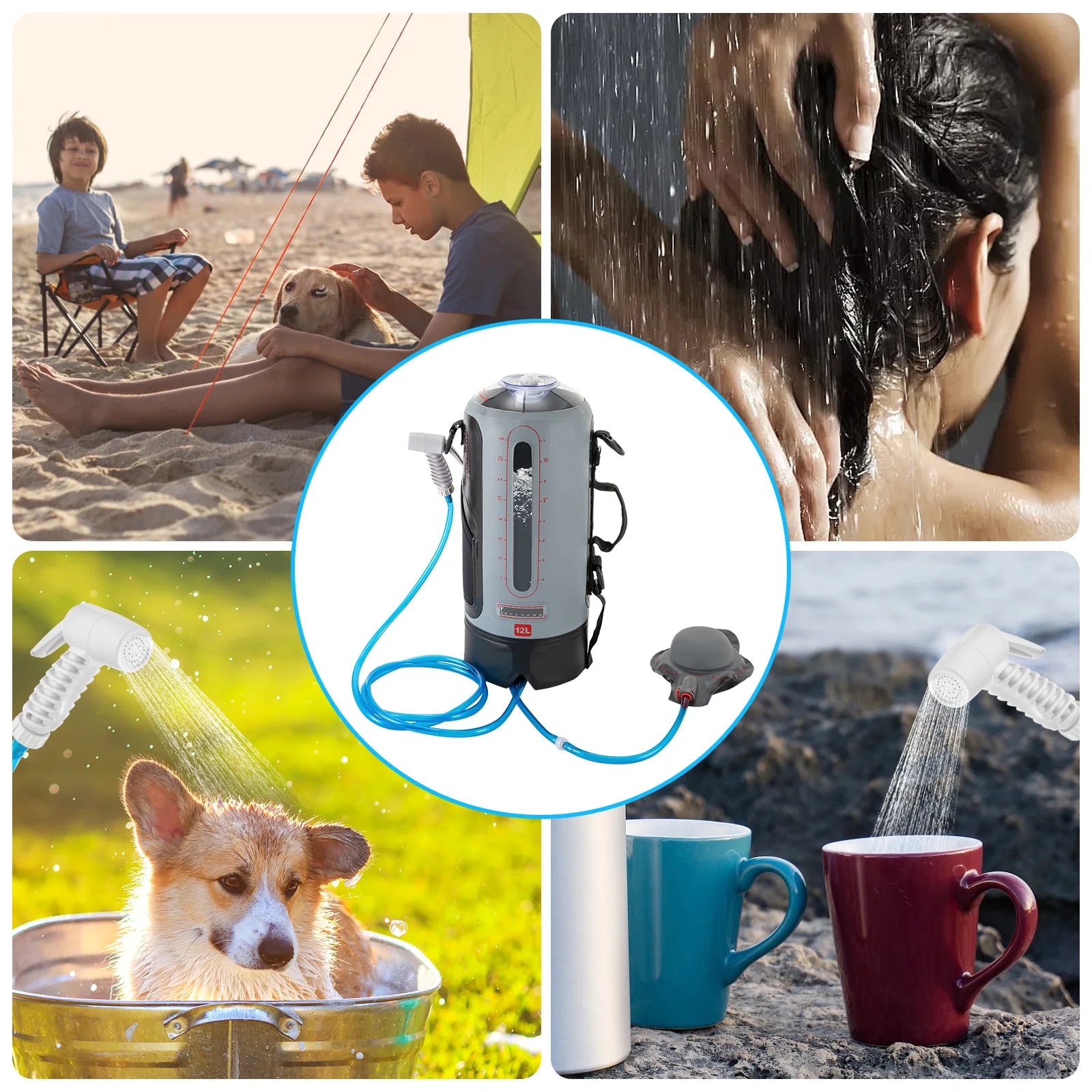 Portable Solar Camping Shower with Pump & Removable Hose – Outdoor Hiking, Climbing, Garden Use