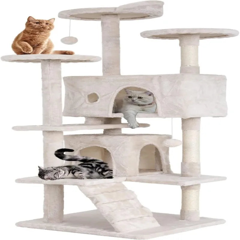54" Cat Tree – Multi-Level Climbing Tower with Scratching Posts, Cat Condo, and Perch for Indoor Cats and Kittens