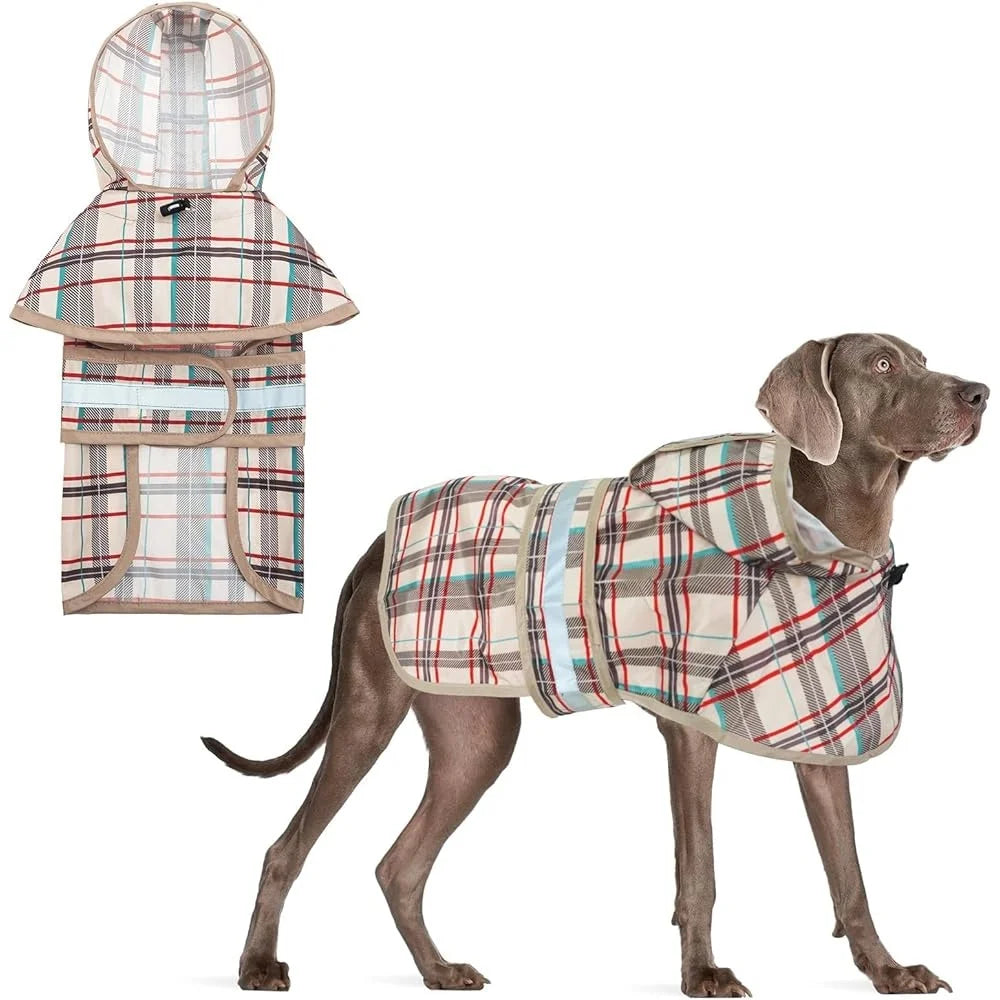 Hooded Dog Raincoat Waterproof Slicker Poncho for Large Breeds – Reflective, Adjustable, Lightweight Outdoor Jacket with Leash Hole
