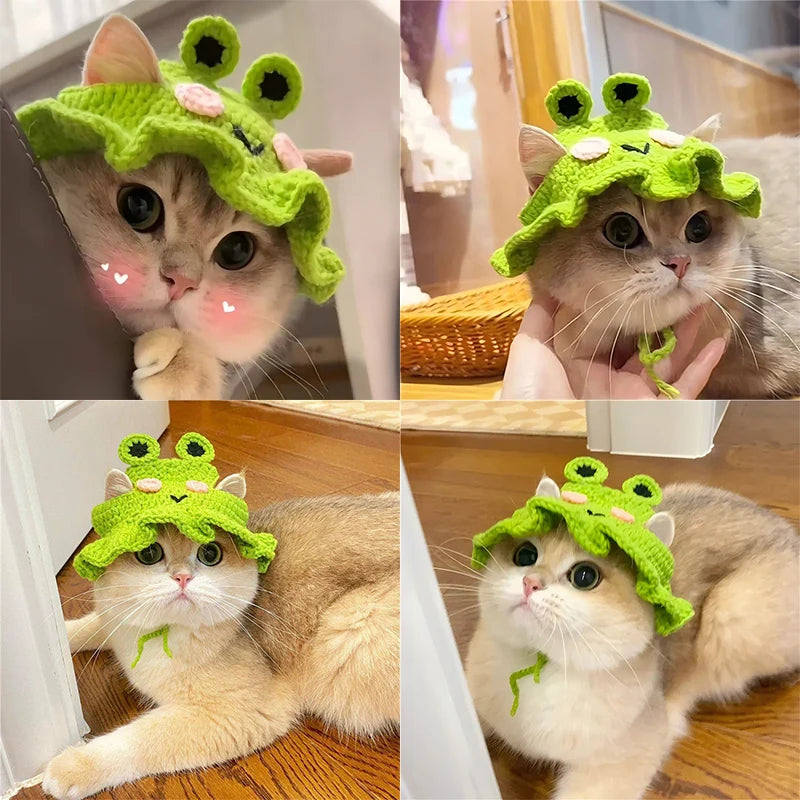 Handmade Knitted Pet Hat – Cute Party Cap for Cats, Kittens & Small Dogs