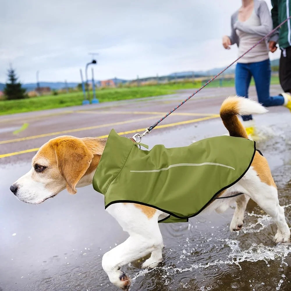Reflective Waterproof Dog Raincoat – Adjustable Lightweight Pet Jacket with Leash Hole for Small, Medium & Large Breeds