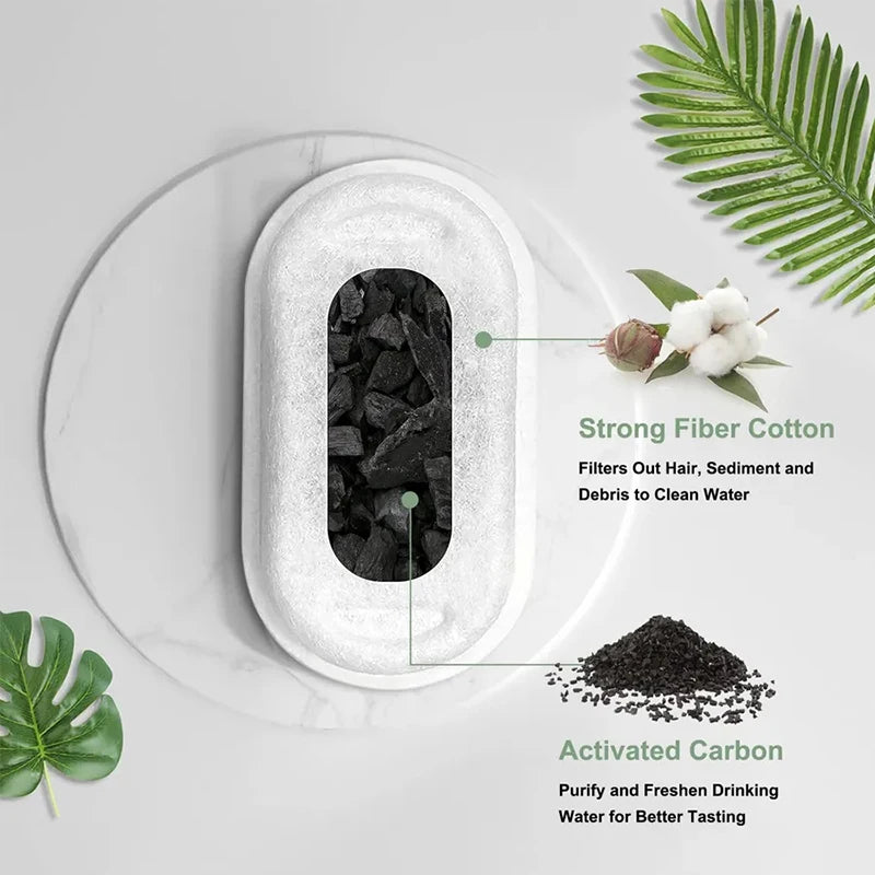 Replacement Filters for Stainless Steel Cat Water Fountain – Activated Carbon & Sponge Filter Elements