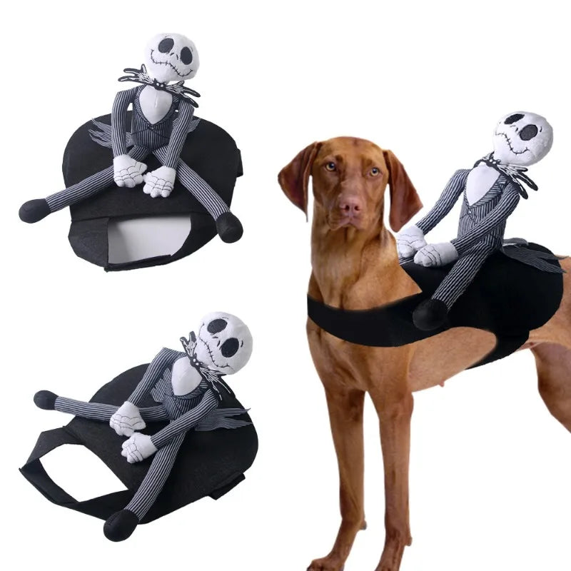 Halloween Rider Dog Costume – Skeleton Doll Outfit for Small & Medium Dogs