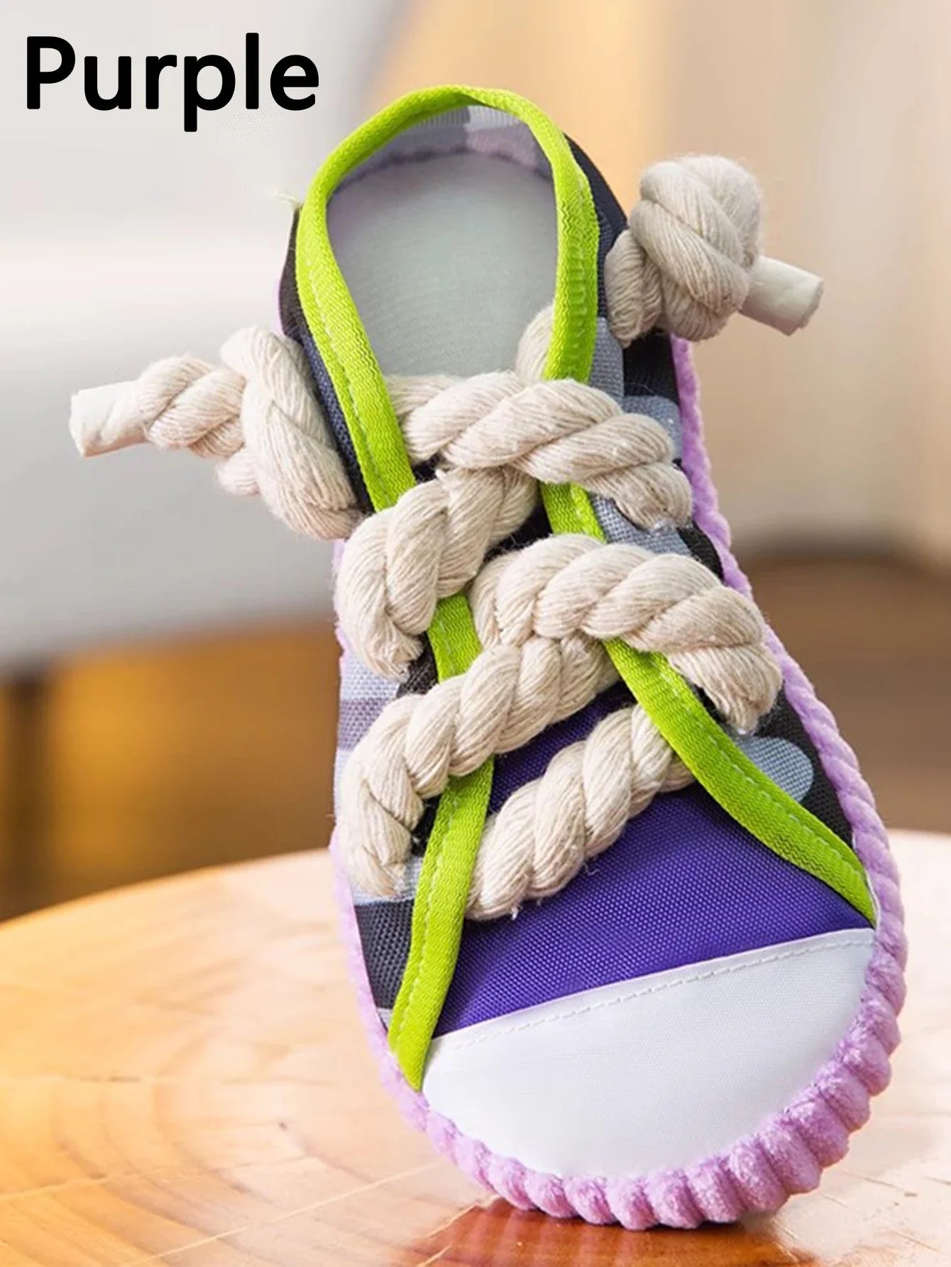 Sneaker-Shaped Dog Chew Toy – With Rope Knots & Squeaky Ball for Aggressive Chewers