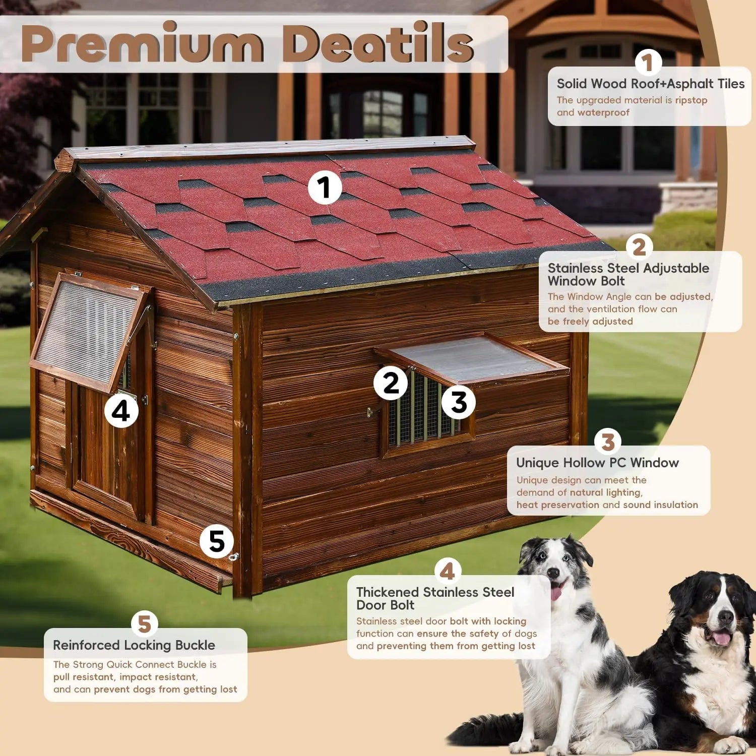Large Outdoor Dog House – Weatherproof XXL Dog Kennel with Removable Floor & Roof, Insulated for Warmth