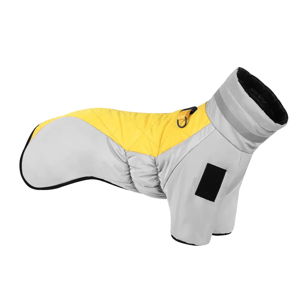 Winter Dog Down Jacket – Waterproof Reflective Coat with High Collar for Medium & Large Dogs