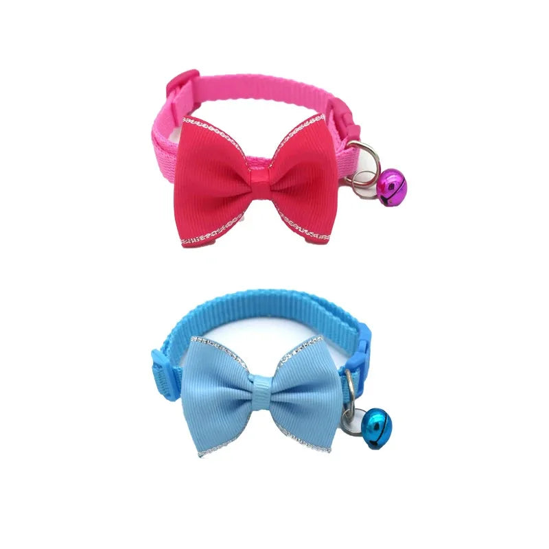 Cute Cat Collar with Bow & Bell – Adjustable Pet Collar Set (1–8 PCS, Multicolor)