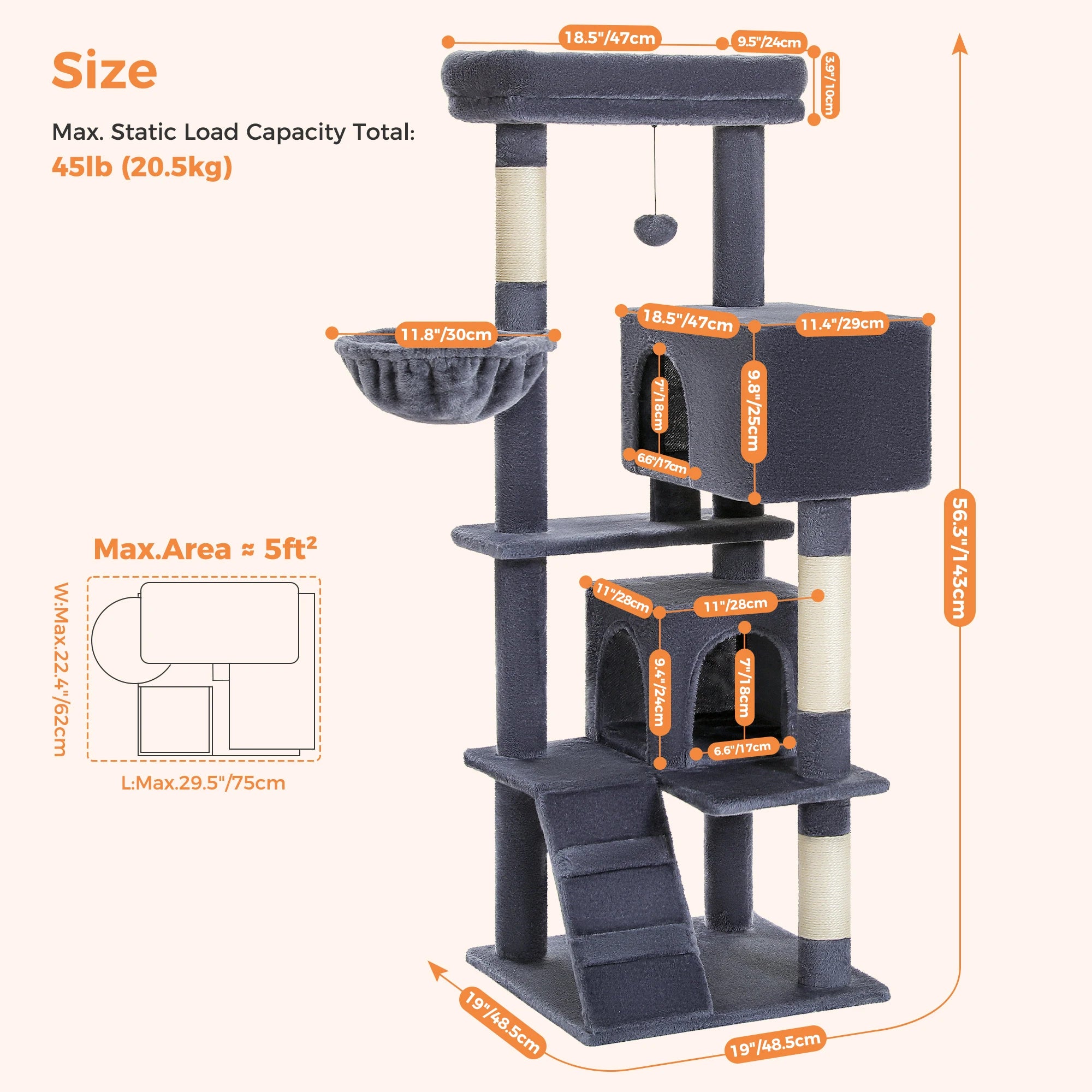 Luxury Cat Tree – Multi-Level Tower with Condos, Hammock & Scratching Posts