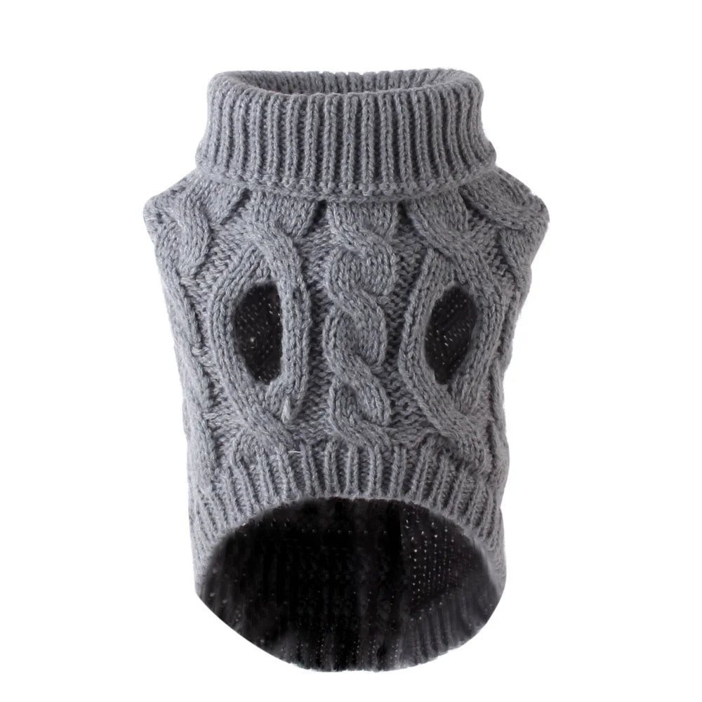 Classic Solid Dog Sweater – Winter Pullover for Small Dogs
