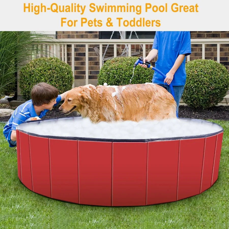 Foldable Pet Swimming Pool – Durable PVC Dog Bathing Tub & Kiddie Play Pool