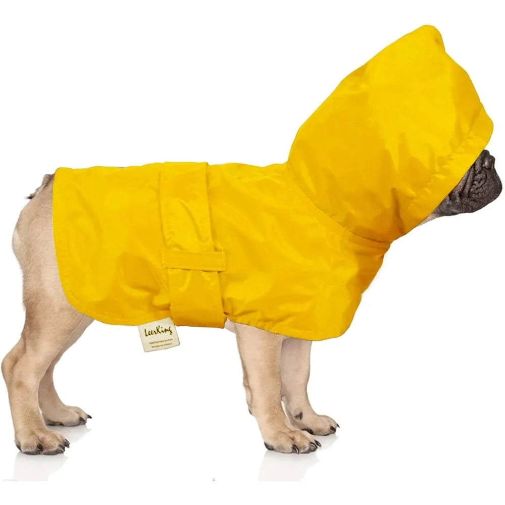Waterproof Dog Raincoat with Hood – Adjustable Fit, Leash Hole, and Warm Lining for Small to Large Dogs