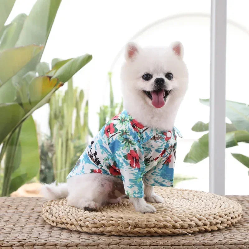 Hawaiian Style Summer Dog Shirt – Beach Vibes Pet Clothing for Small & Medium Dogs