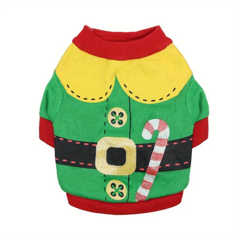 Christmas Pet Hoodie – Santa Print Warm Holiday Sweater for Dogs & Cats